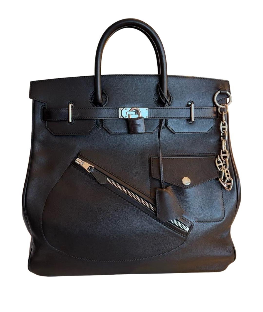 HERMES Черная кожаная сумка с короткими ручками, фото 8