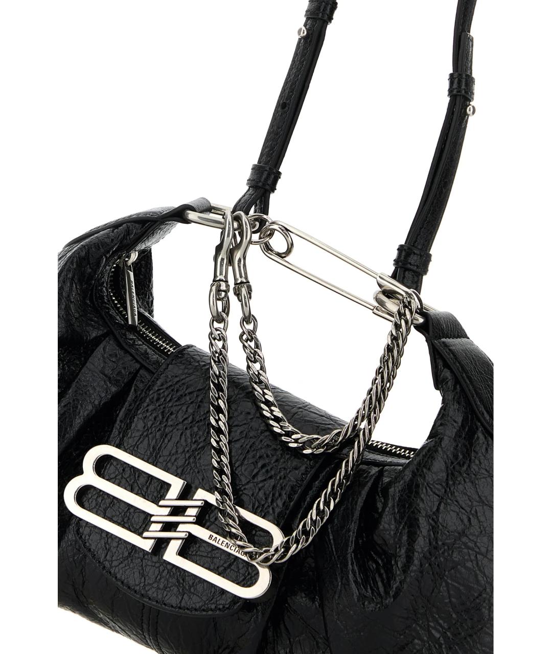 BALENCIAGA Черная кожаная сумка с короткими ручками, фото 4