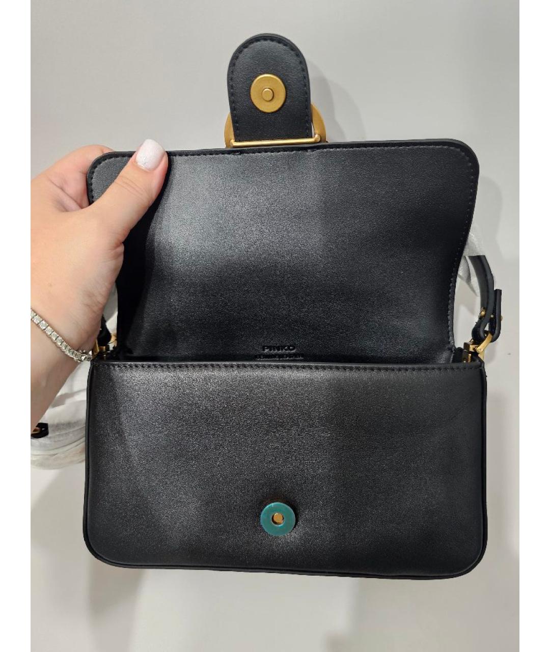 PINKO Черная кожаная сумка через плечо, фото 6