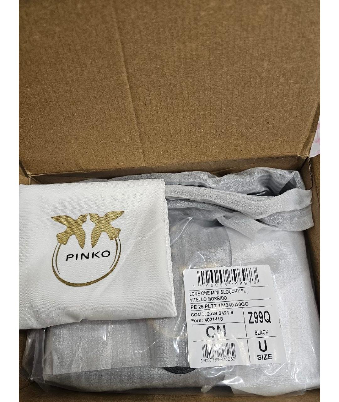 PINKO Черная кожаная сумка через плечо, фото 9