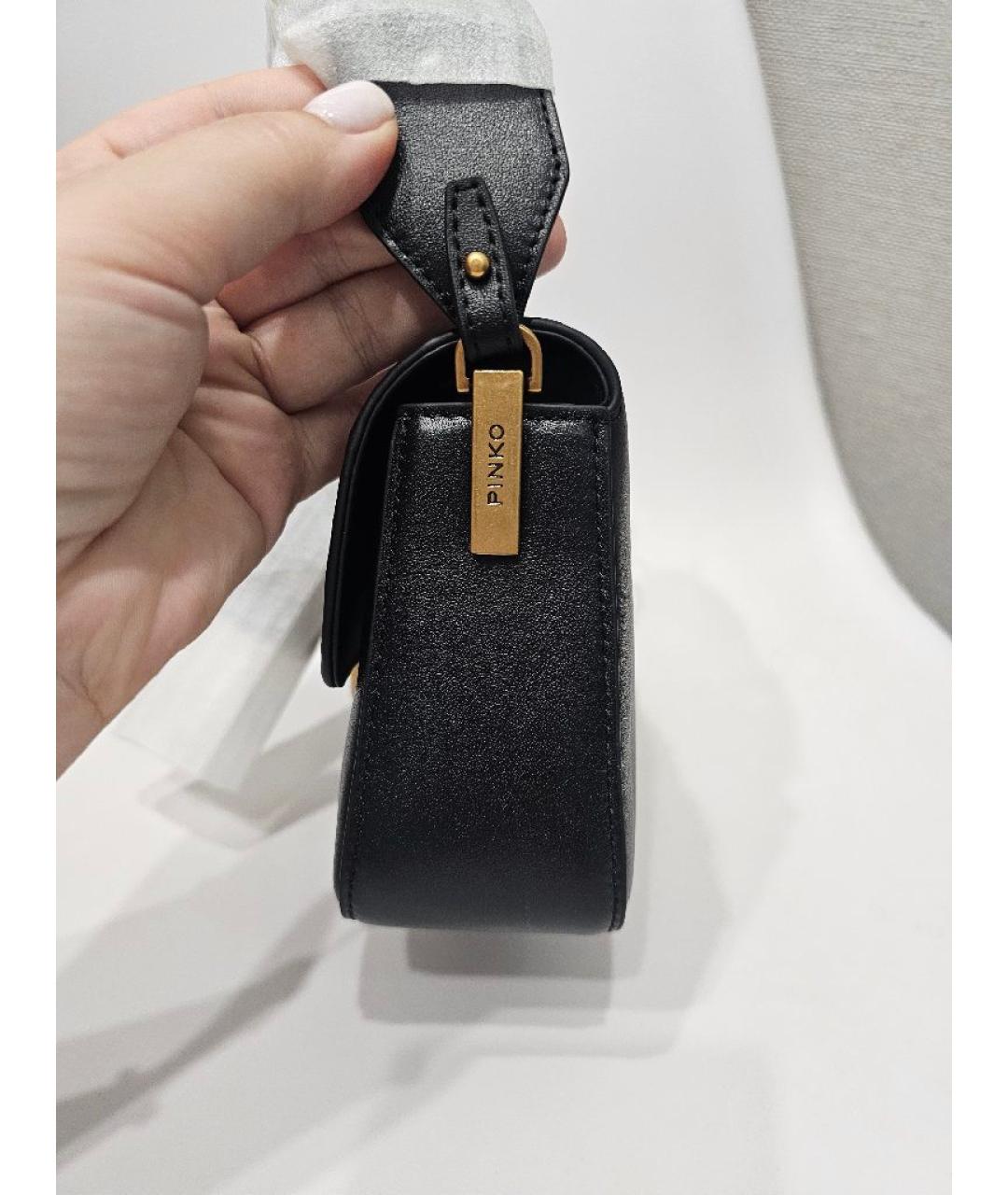 PINKO Черная кожаная сумка через плечо, фото 8