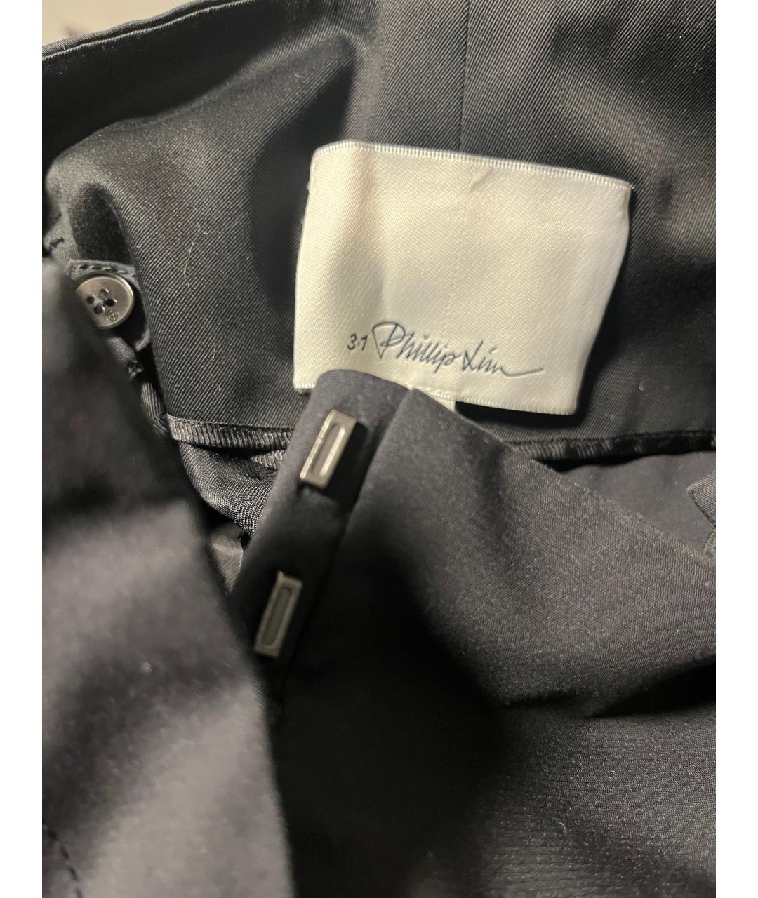 3.1 PHILLIP LIM Черные хлопко-эластановые брюки широкие, фото 9