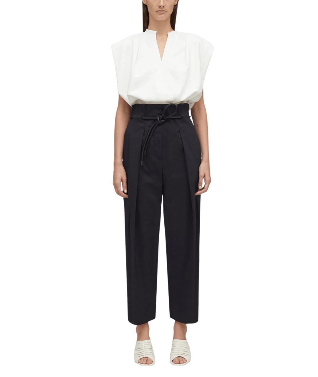 3.1 PHILLIP LIM Черные хлопко-эластановые брюки широкие, фото 2