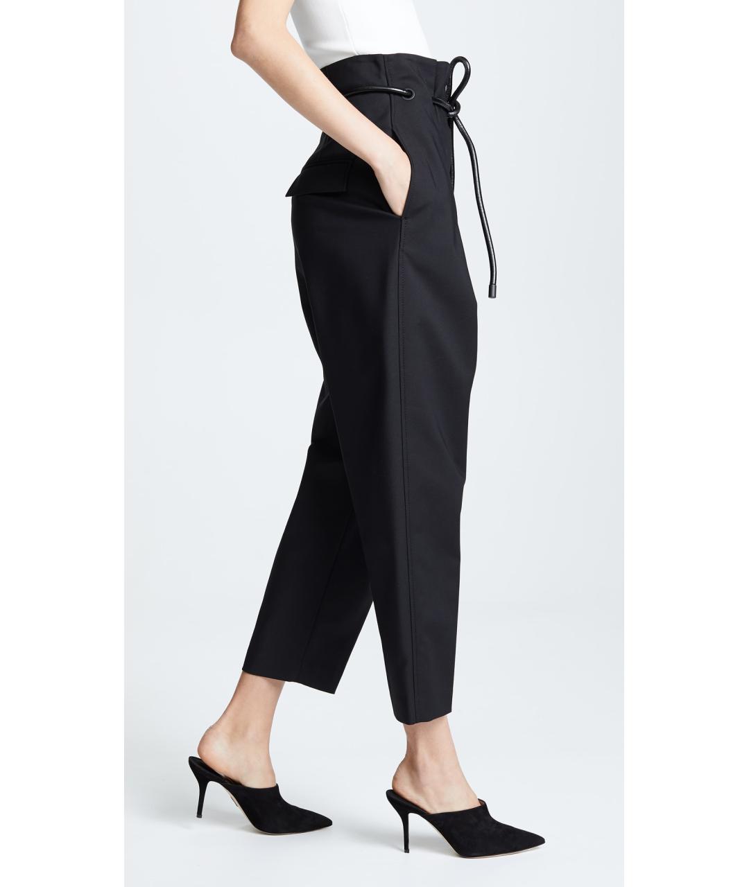 3.1 PHILLIP LIM Черные хлопко-эластановые брюки широкие, фото 5