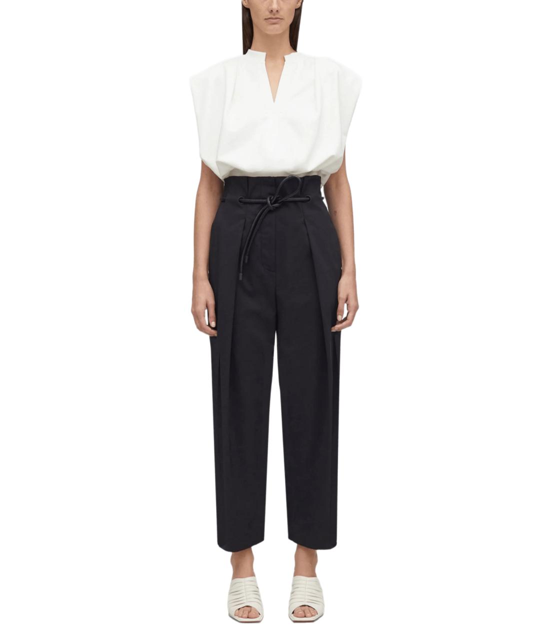 3.1 PHILLIP LIM Черные хлопко-эластановые брюки широкие, фото 9