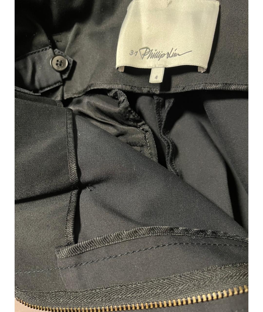 3.1 PHILLIP LIM Черные хлопко-эластановые брюки широкие, фото 7