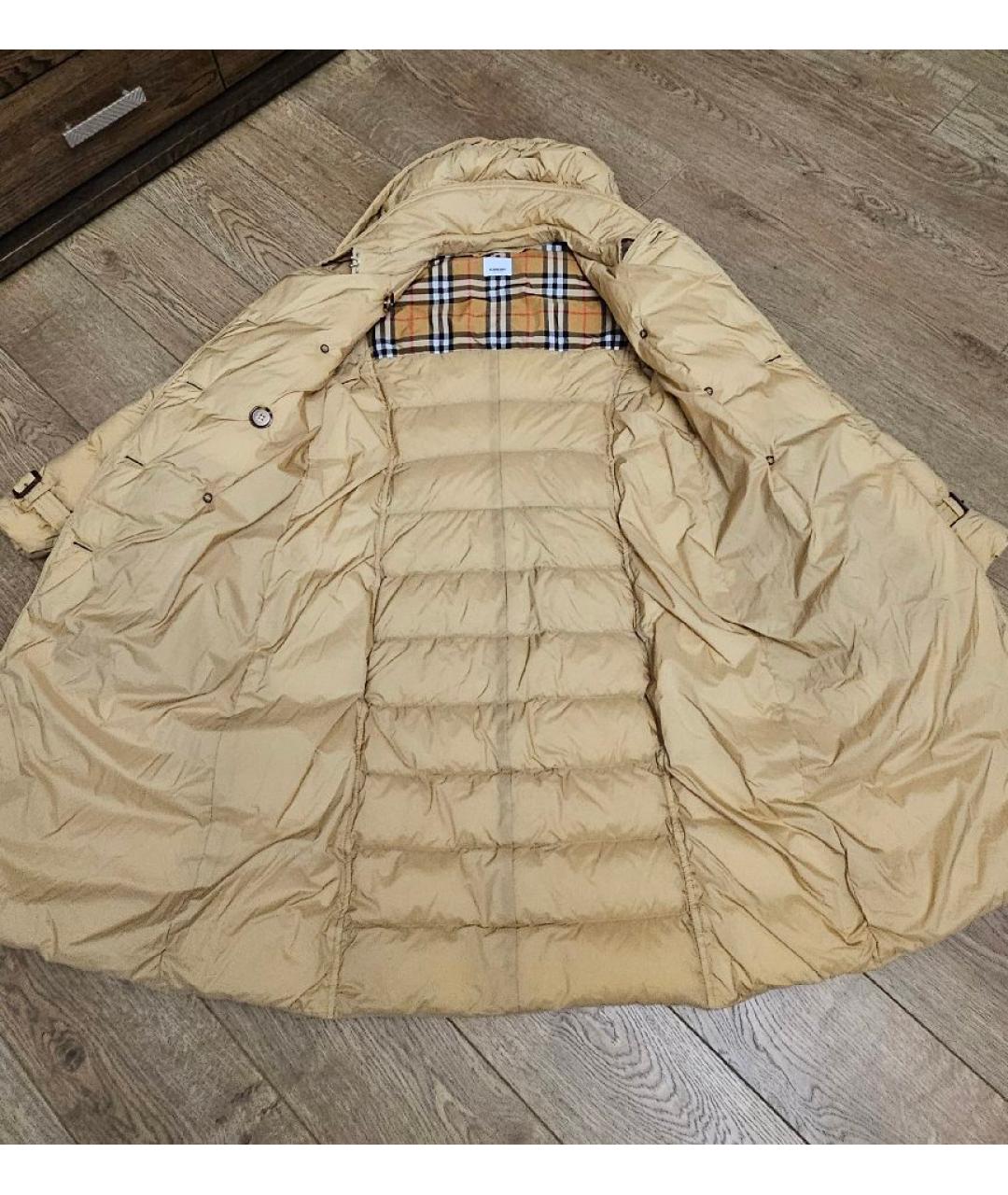 BURBERRY Желтый полиамидовый пуховик, фото 4