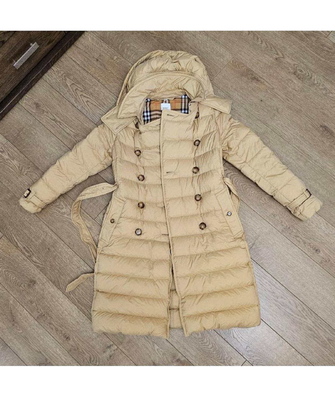 BURBERRY Желтый полиамидовый пуховик, фото 9