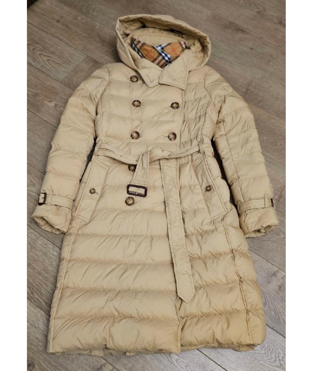 BURBERRY Желтый полиамидовый пуховик, фото 10