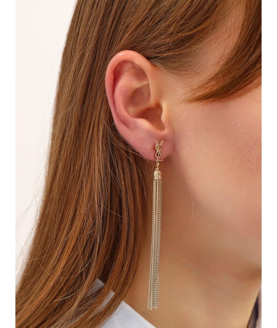 SAINT LAURENT Серебряные латунные серьги, фото 3