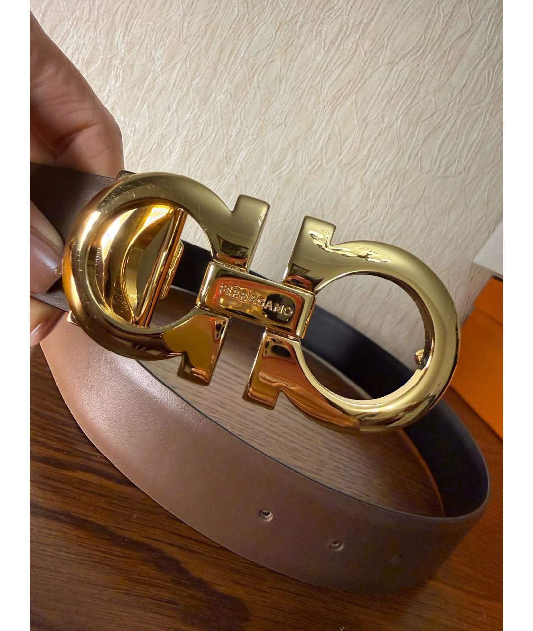 FERRAGAMO Коричневый кожаный ремень, фото 2