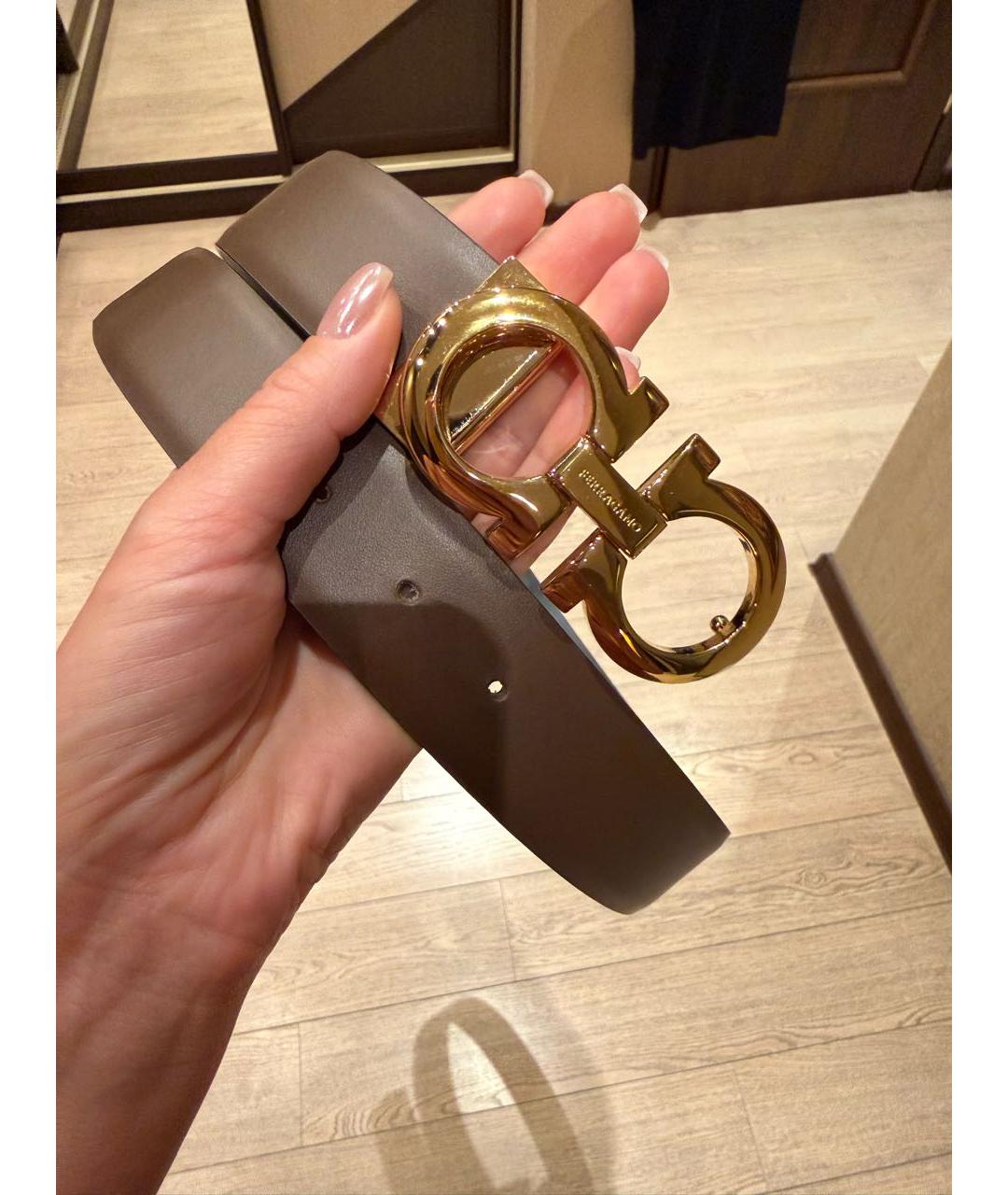 FERRAGAMO Коричневый кожаный ремень, фото 8