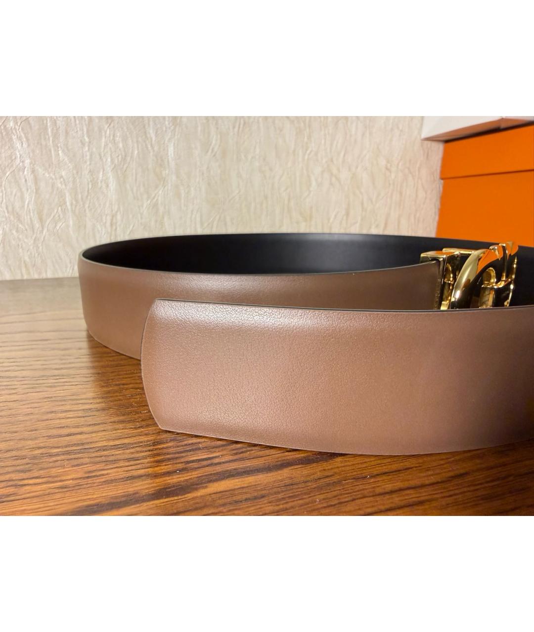 FERRAGAMO Коричневый кожаный ремень, фото 3