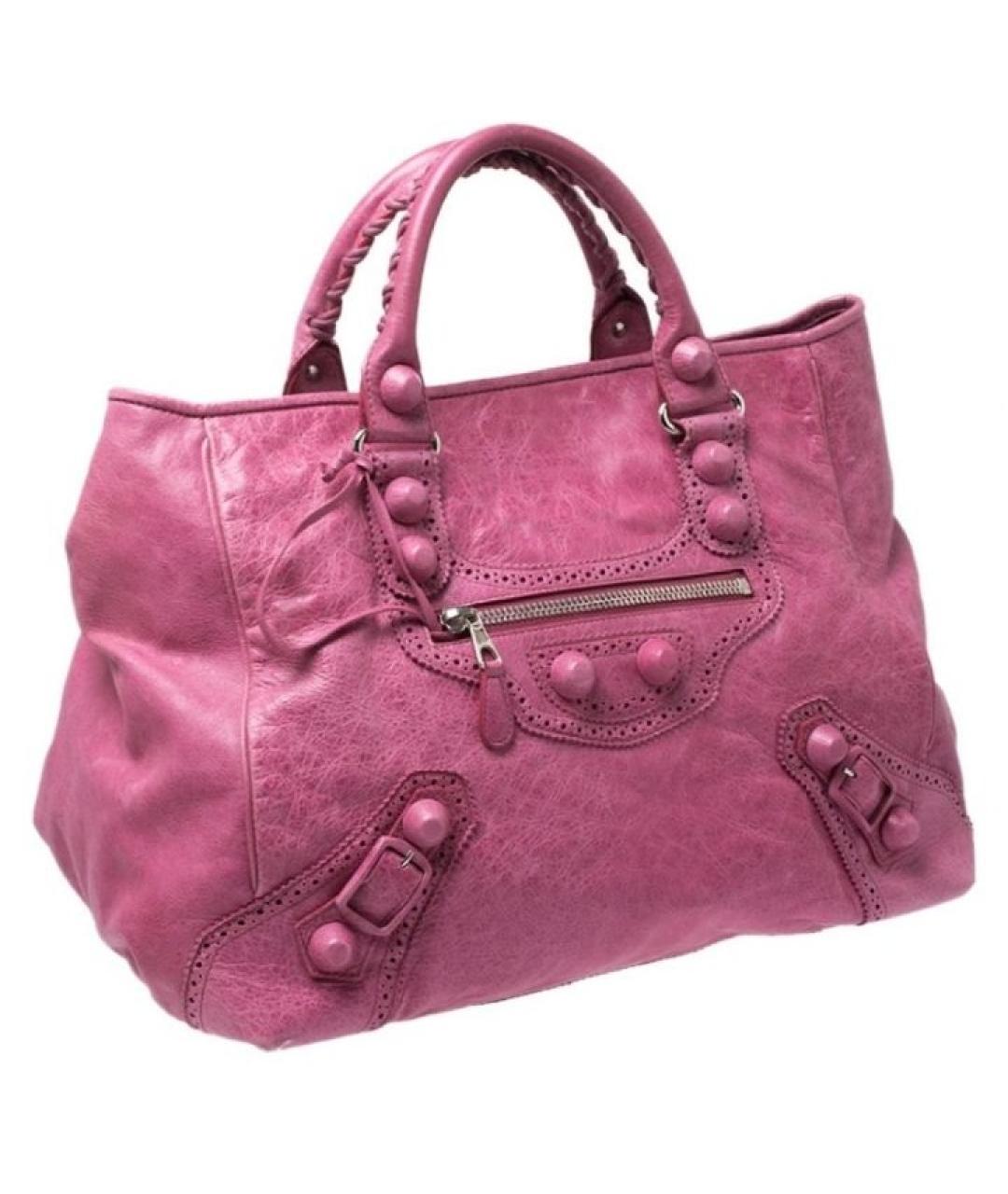 BALENCIAGA Фуксия кожаная сумка с короткими ручками, фото 2