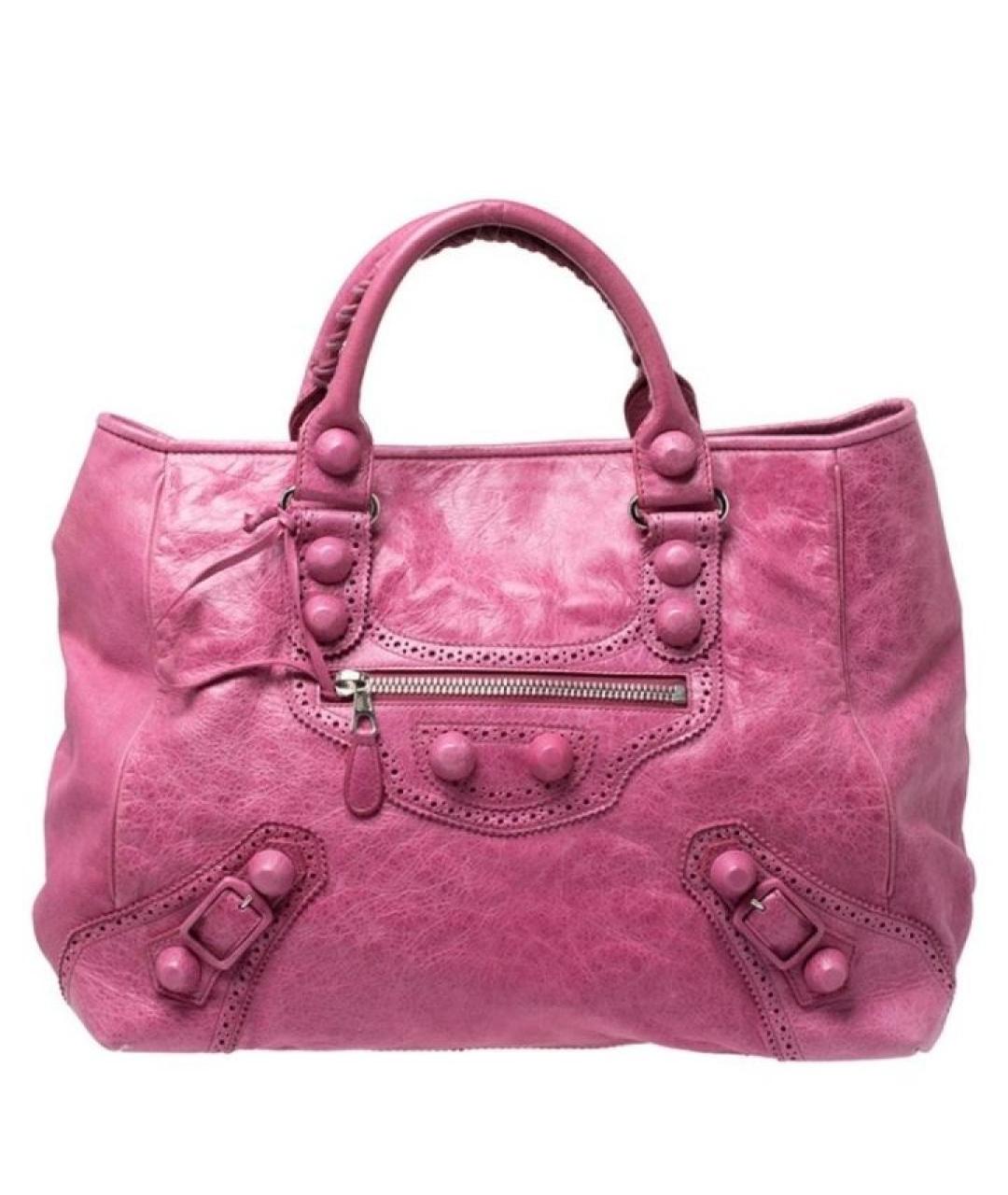 BALENCIAGA Фуксия кожаная сумка с короткими ручками, фото 1