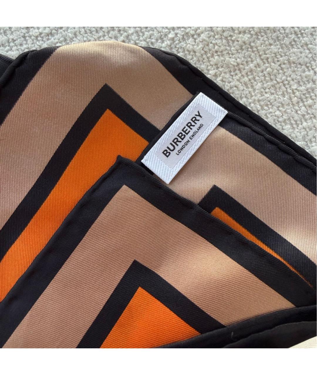 BURBERRY Оранжевый шелковый платок, фото 8
