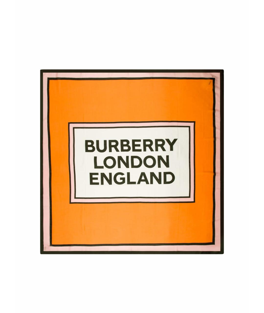 BURBERRY Оранжевый шелковый платок, фото 1
