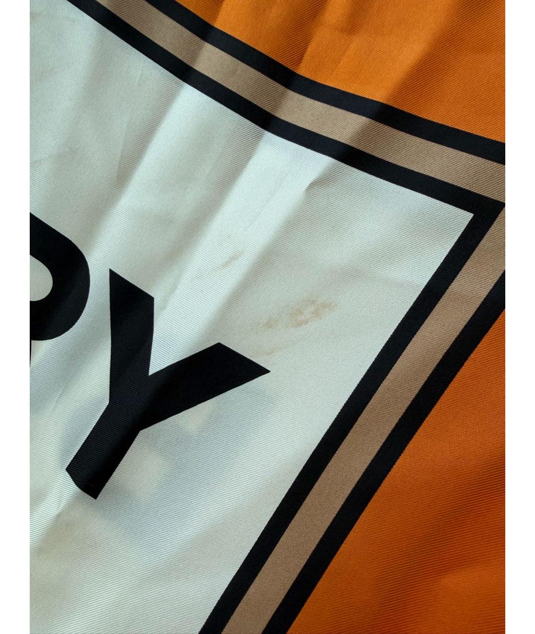 BURBERRY Оранжевый шелковый платок, фото 4