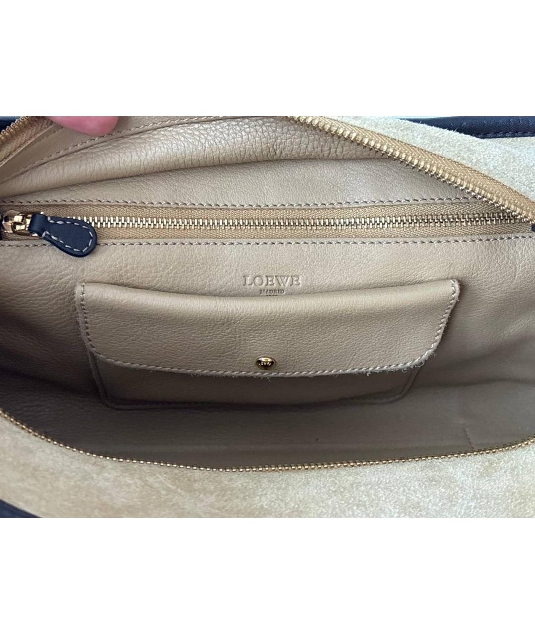 LOEWE Бежевая замшевая сумка с короткими ручками, фото 4