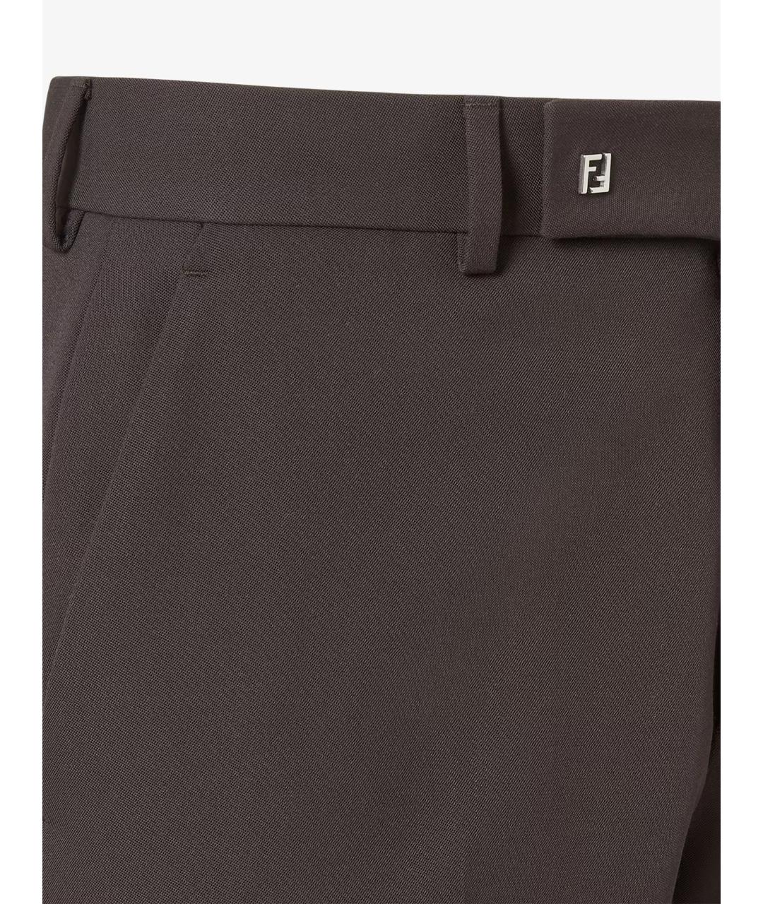 FENDI Коричневые шерстяные классические брюки, фото 4