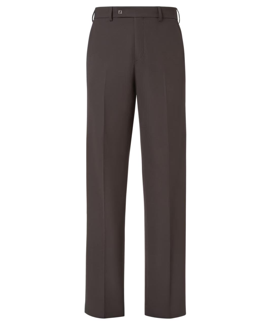 FENDI Коричневые шерстяные классические брюки, фото 1