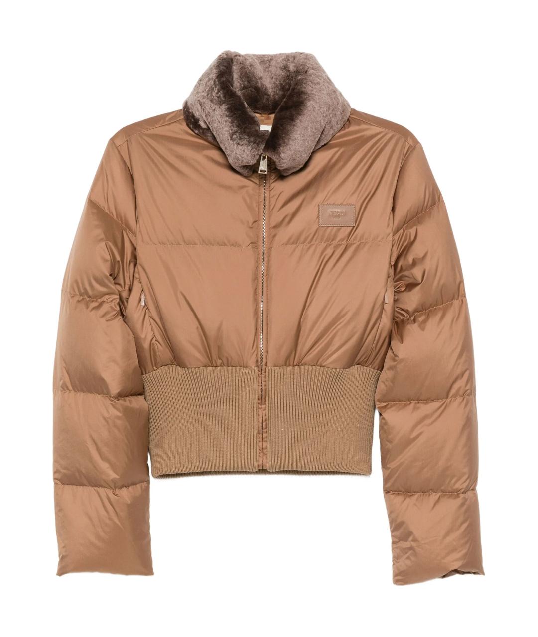 FENDI Бежевый полиэстеровый пуховик, фото 1