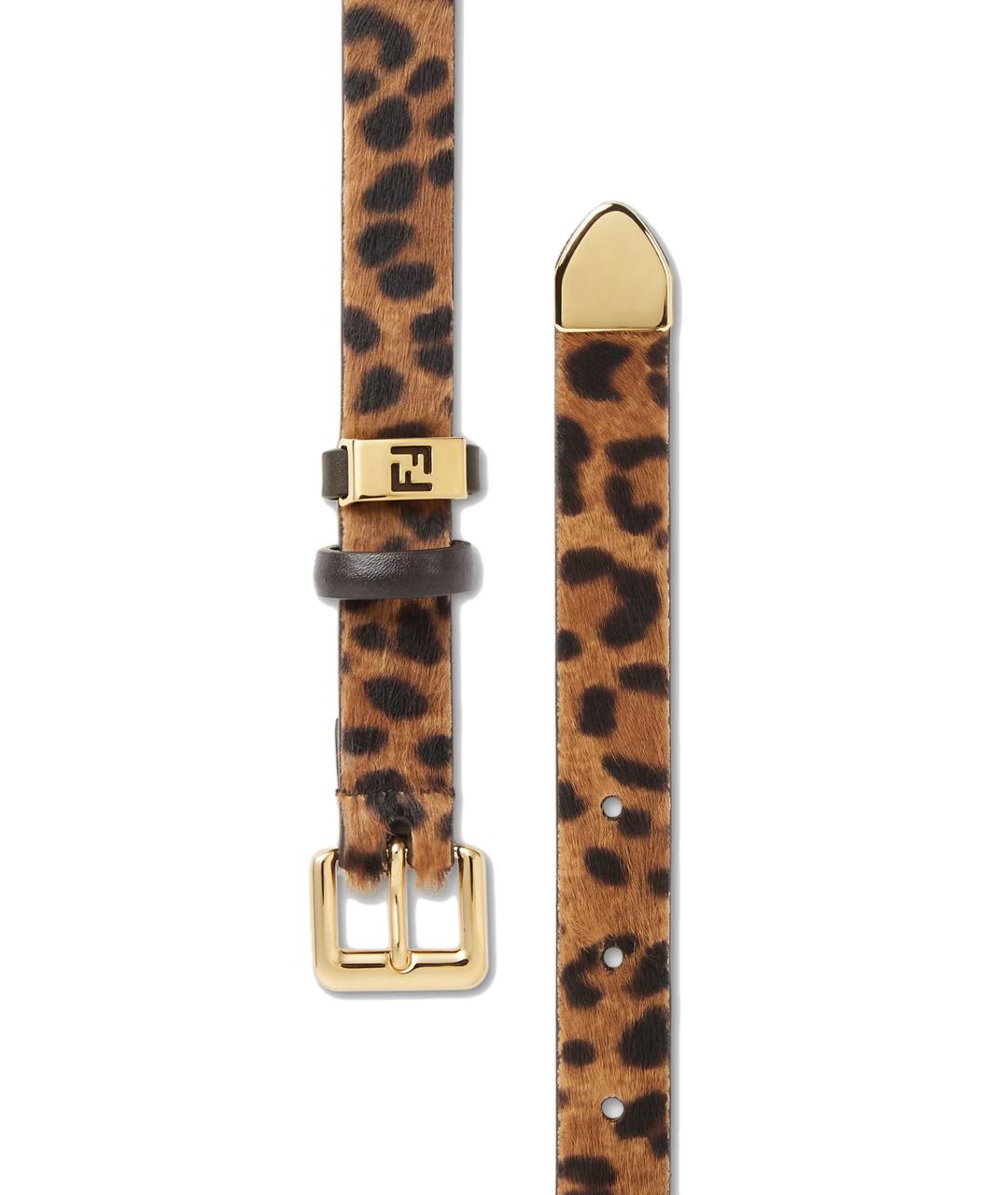 FENDI Коричневый кожаный ремень, фото 2