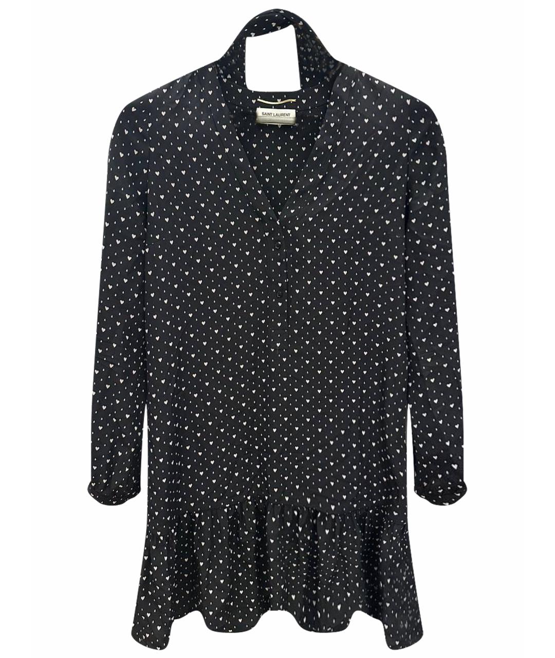 SAINT LAURENT Черное шелковое коктейльное платье, фото 1