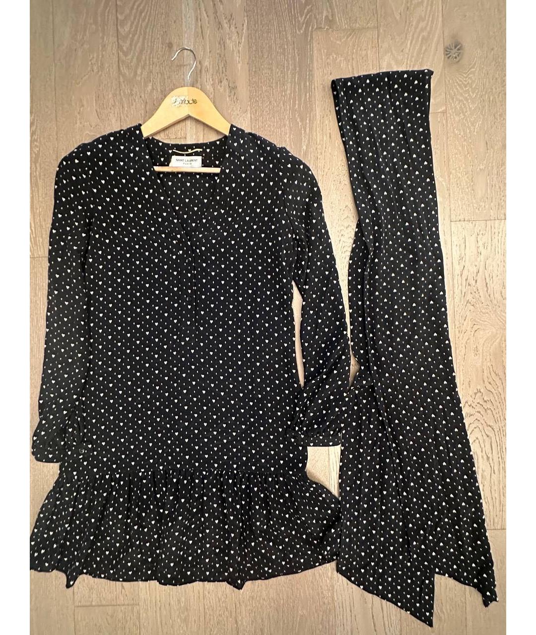 SAINT LAURENT Черное шелковое коктейльное платье, фото 8