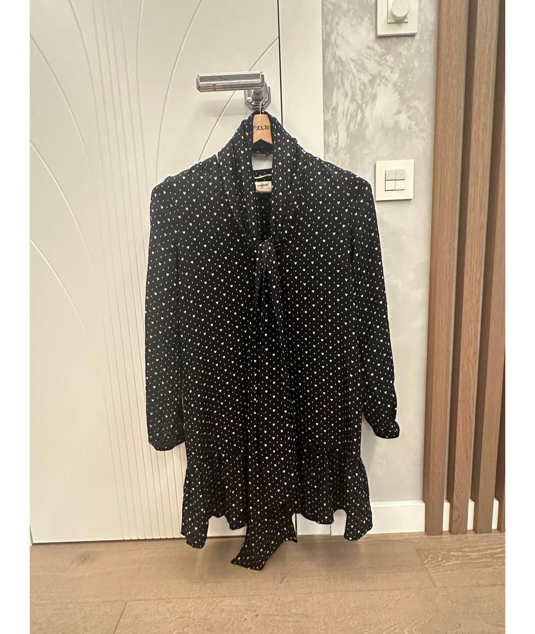 SAINT LAURENT Черное шелковое коктейльное платье, фото 2