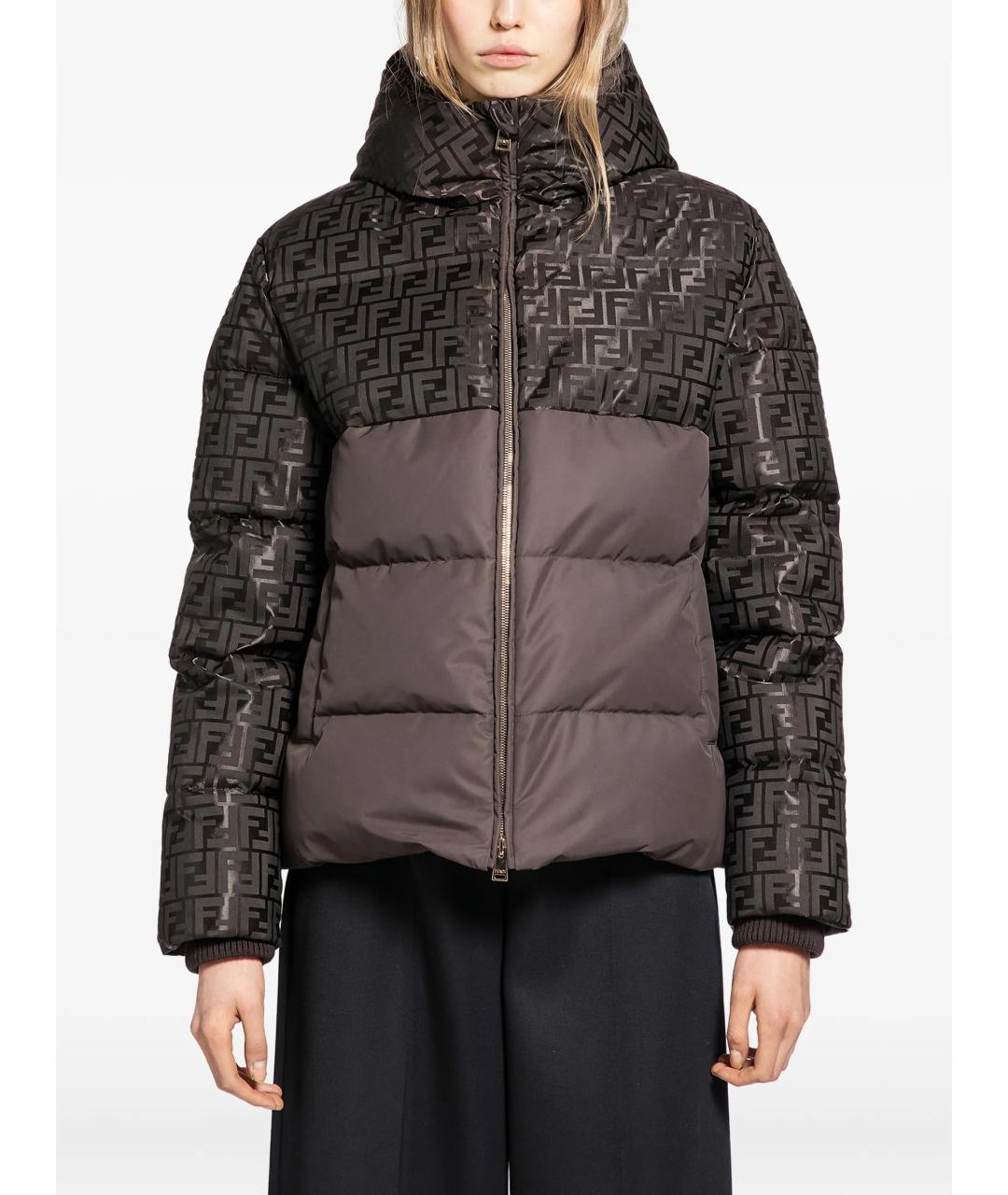 FENDI Коричневый хлопковый пуховик, фото 2