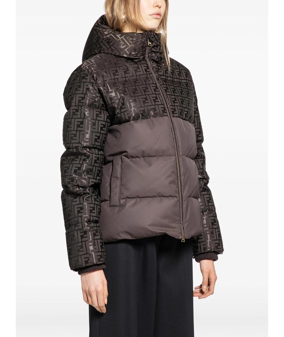 FENDI Коричневый хлопковый пуховик, фото 6