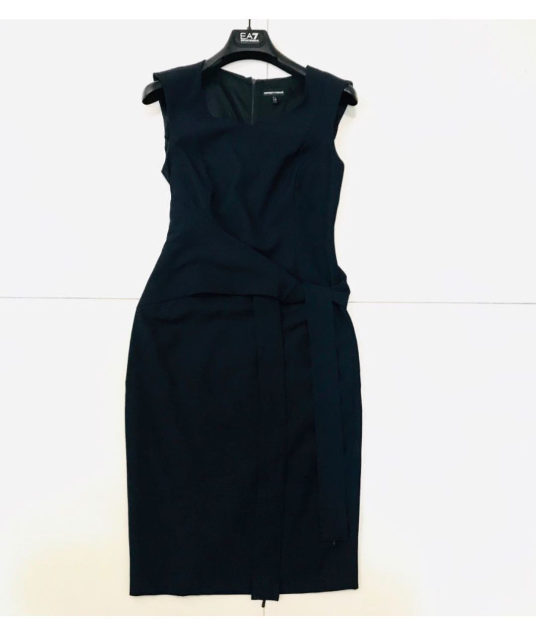 EMPORIO ARMANI Темно-синее шерстяное повседневное платье, фото 4