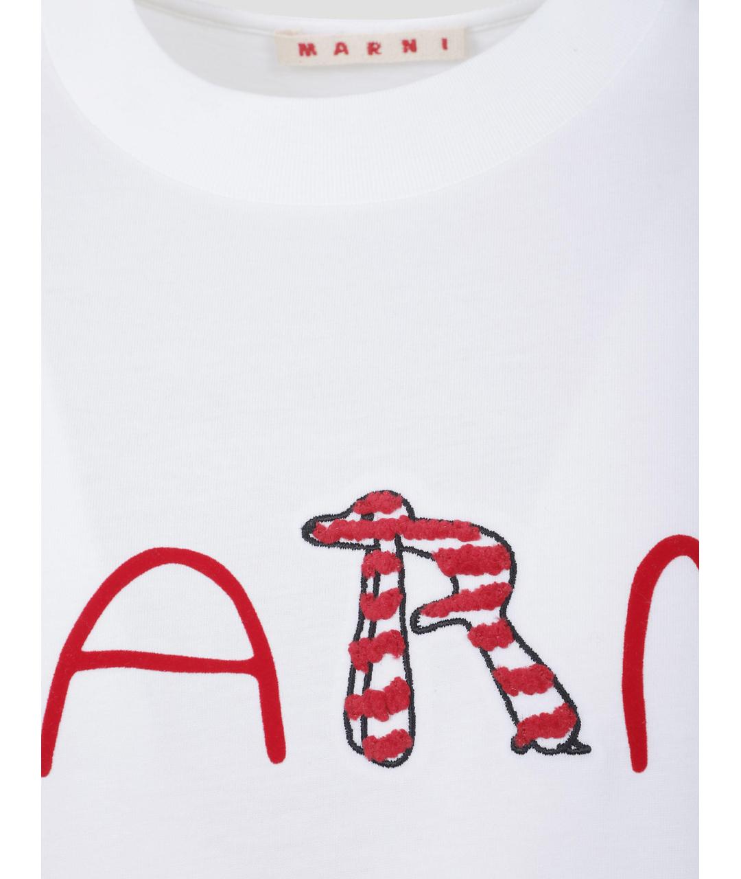 MARNI Белая хлопковая футболка, фото 3