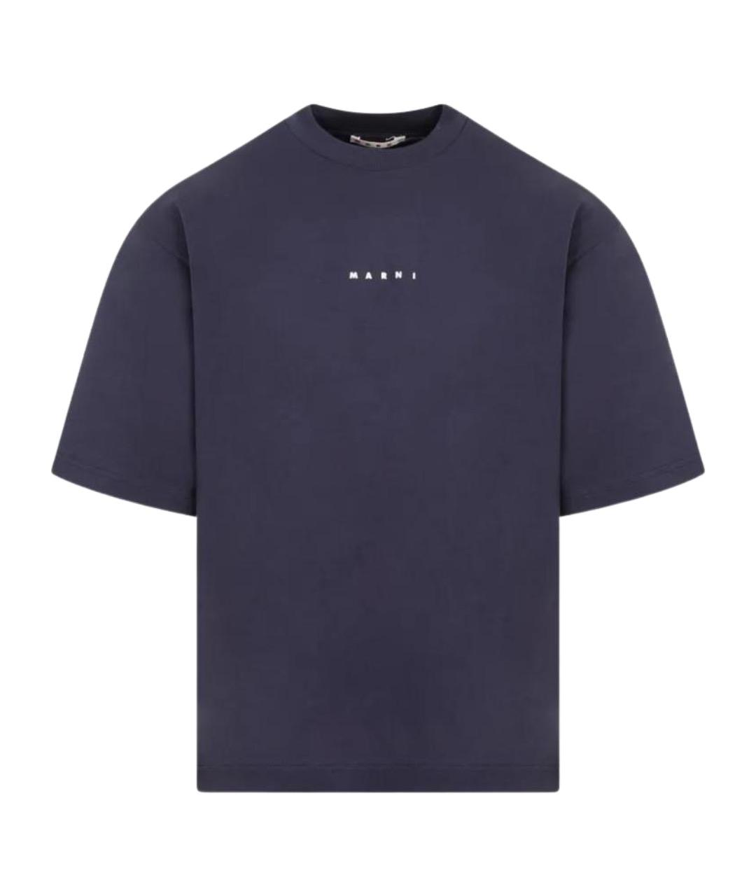 MARNI Синяя хлопковая футболка, фото 1