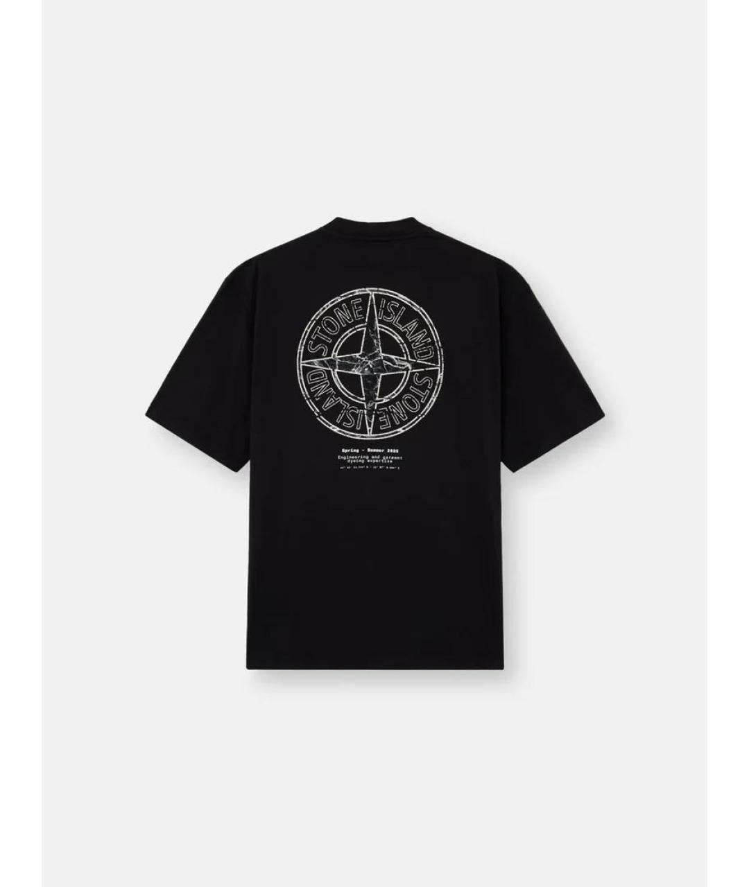 STONE ISLAND Черная хлопковая футболка, фото 2