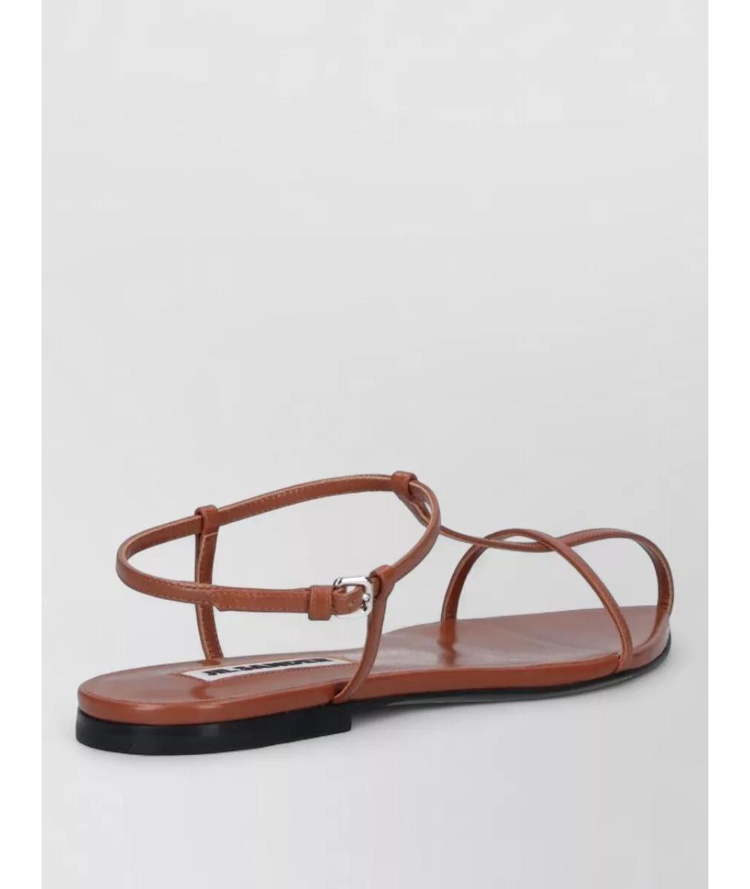 JIL SANDER Коричневые кожаные сандалии, фото 2