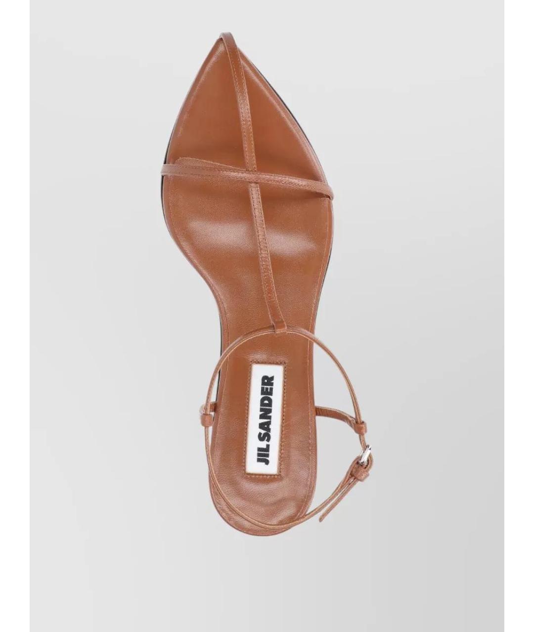 JIL SANDER Коричневые кожаные сандалии, фото 3