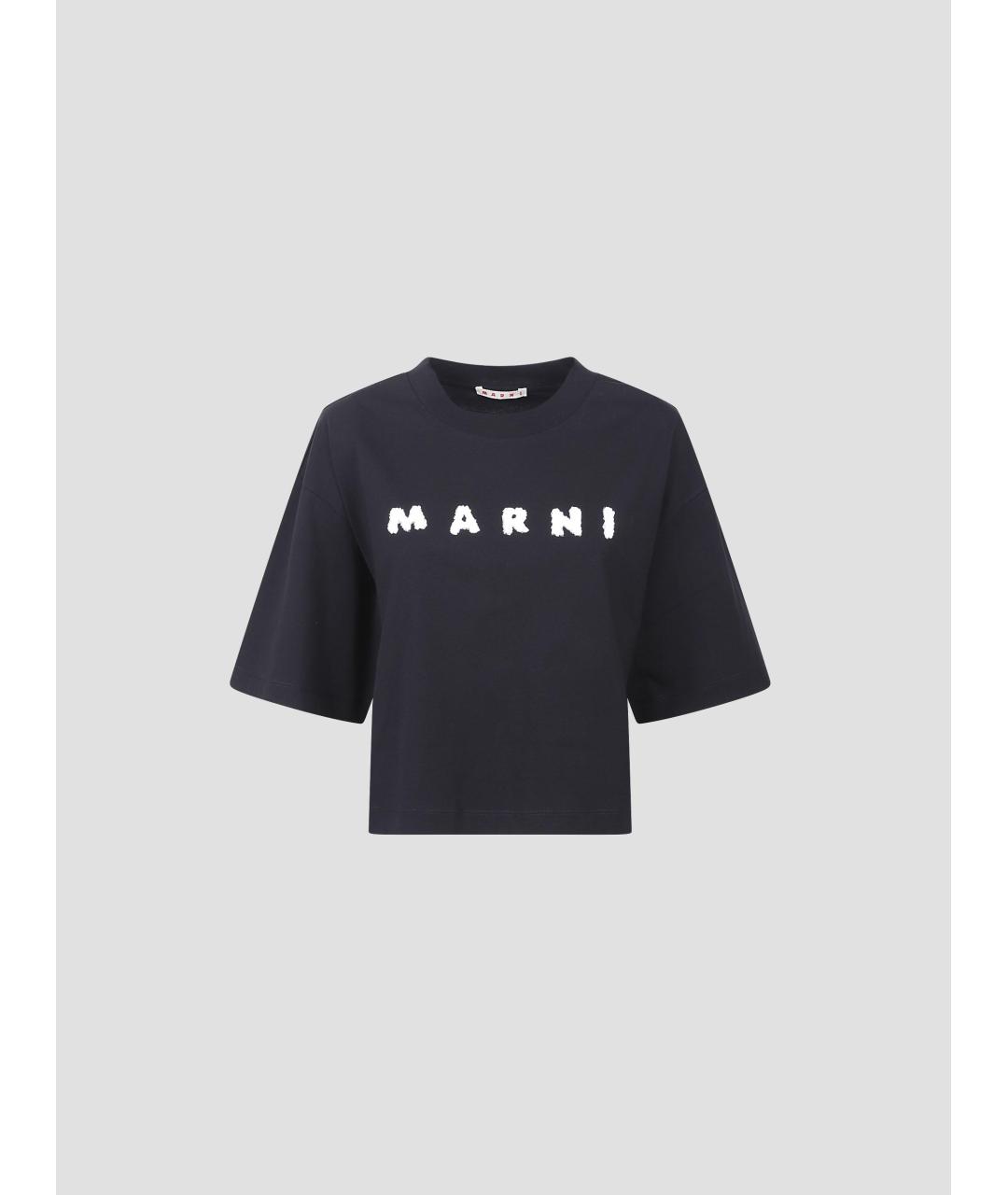 MARNI Черная хлопковая футболка, фото 4