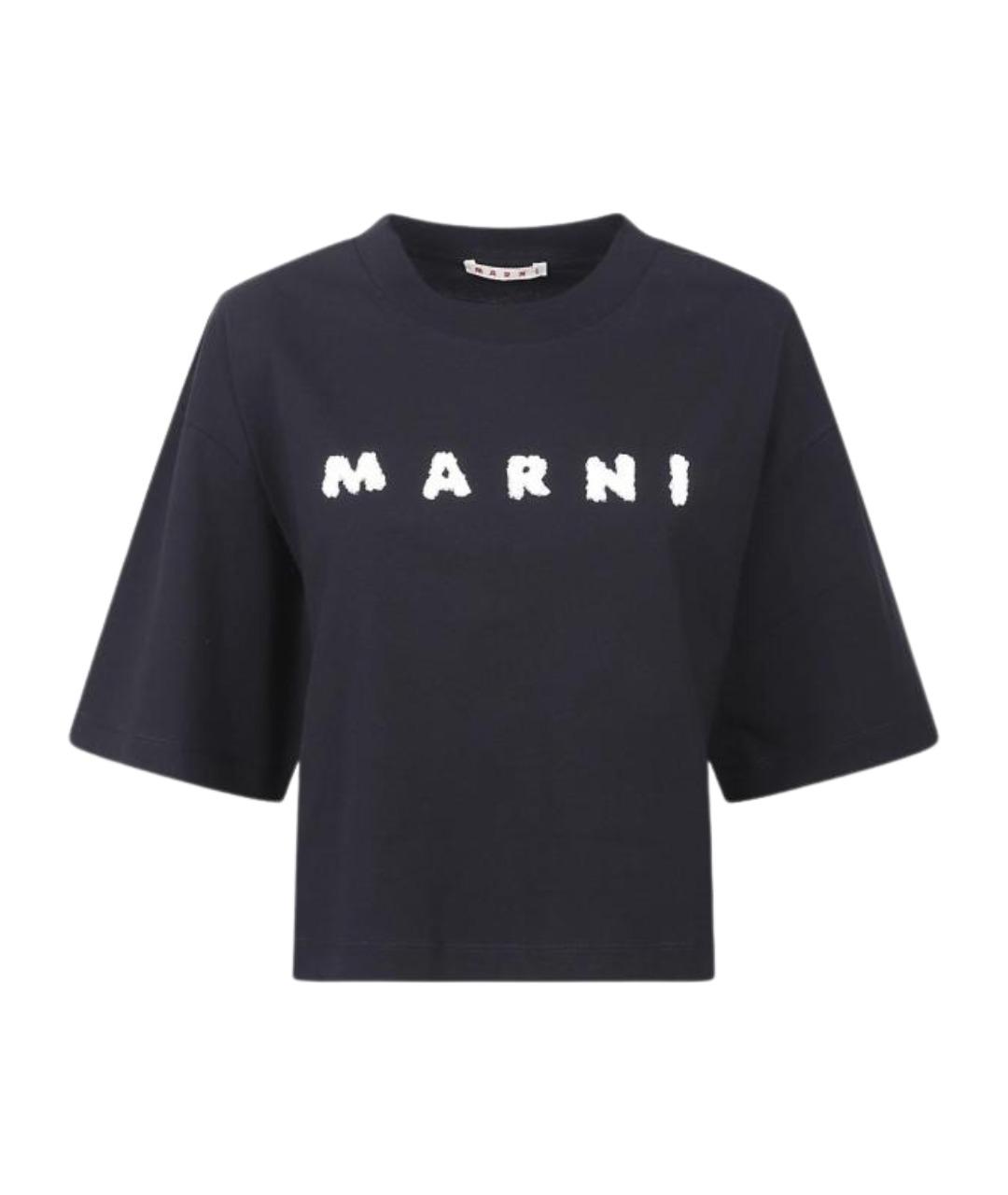 MARNI Черная хлопковая футболка, фото 1