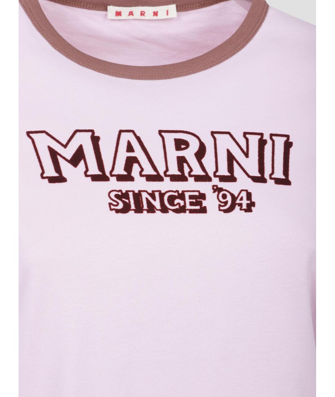 MARNI Розовая хлопковая футболка, фото 3