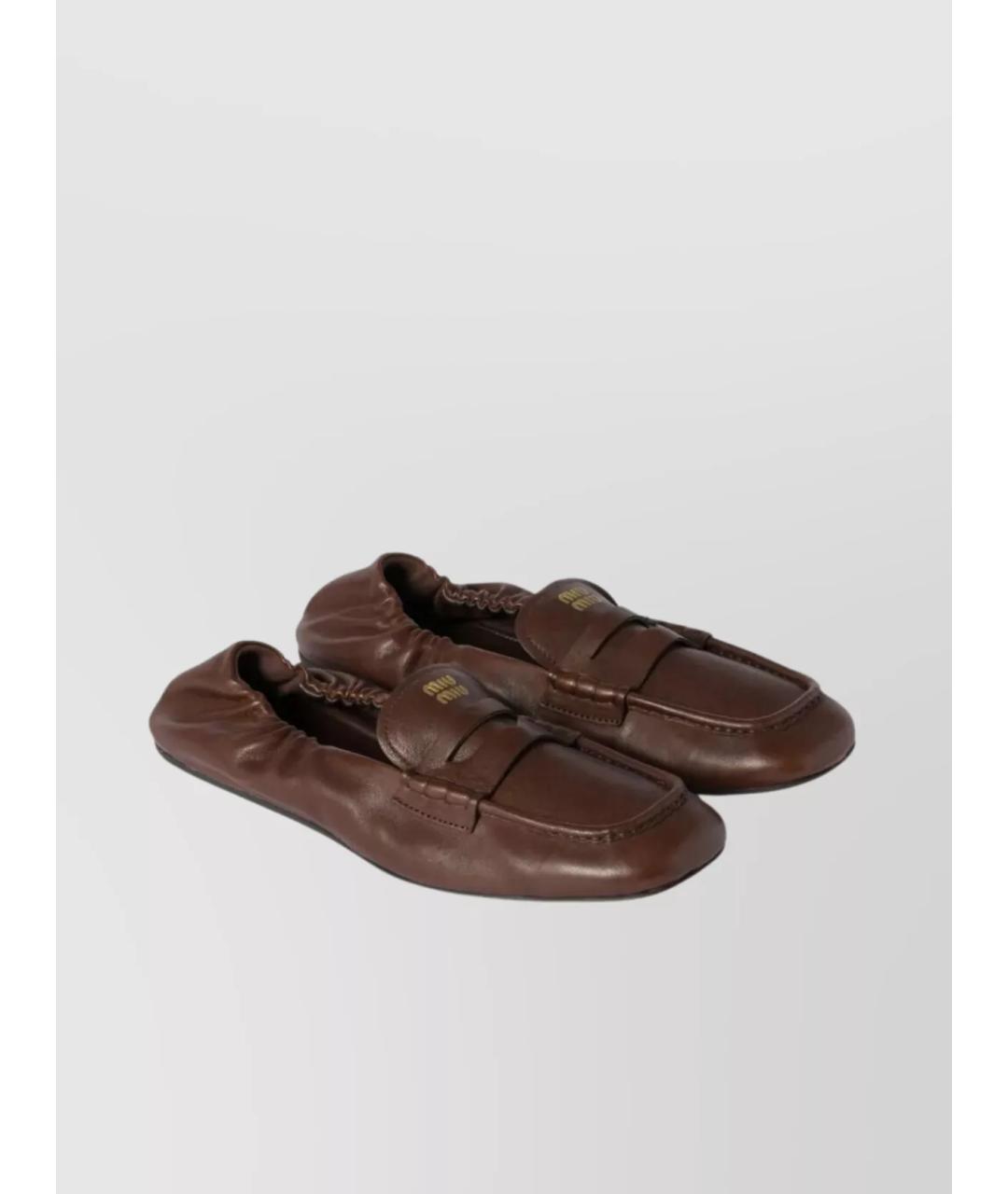 MIU MIU Коричневые кожаные лоферы, фото 4