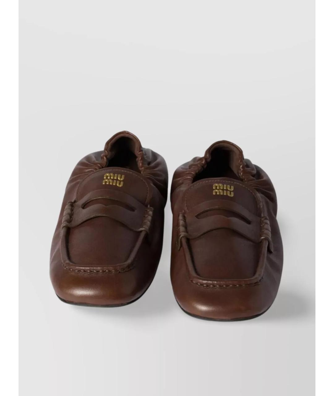 MIU MIU Коричневые кожаные лоферы, фото 3
