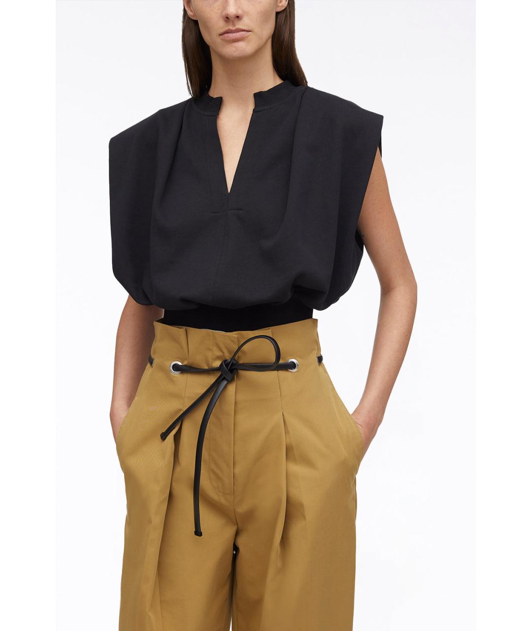 3.1 PHILLIP LIM Горчичные хлопковые брюки широкие, фото 6