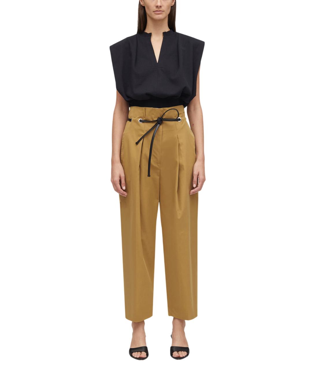 3.1 PHILLIP LIM Горчичные хлопковые брюки широкие, фото 2