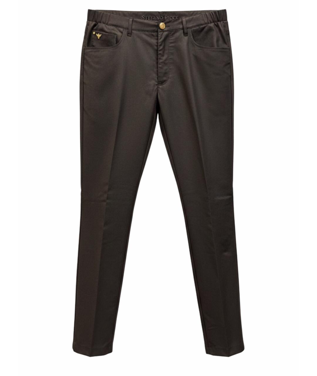 STEFANO RICCI Коричневые шерстяные повседневные брюки, фото 1