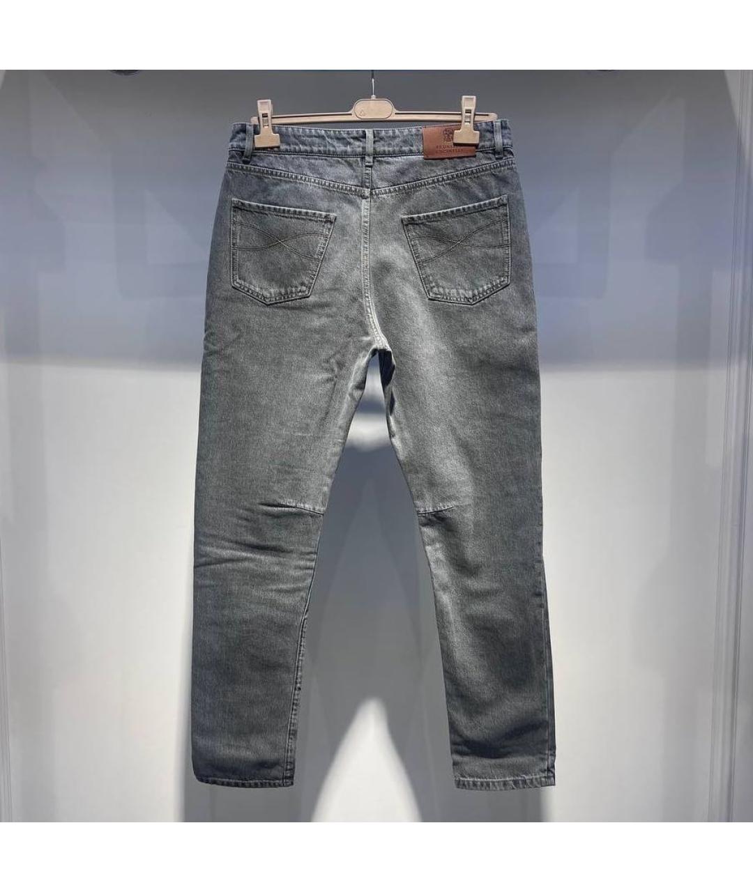 BRUNELLO CUCINELLI Серые хлопковые прямые джинсы, фото 2