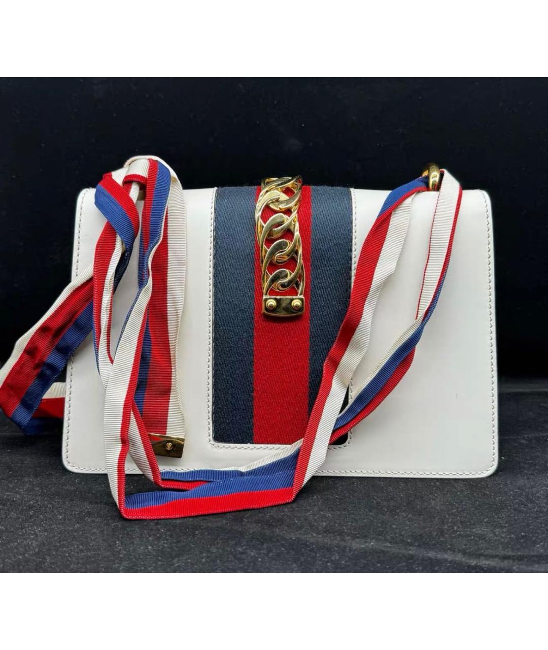 GUCCI Белая кожаная сумка через плечо, фото 5