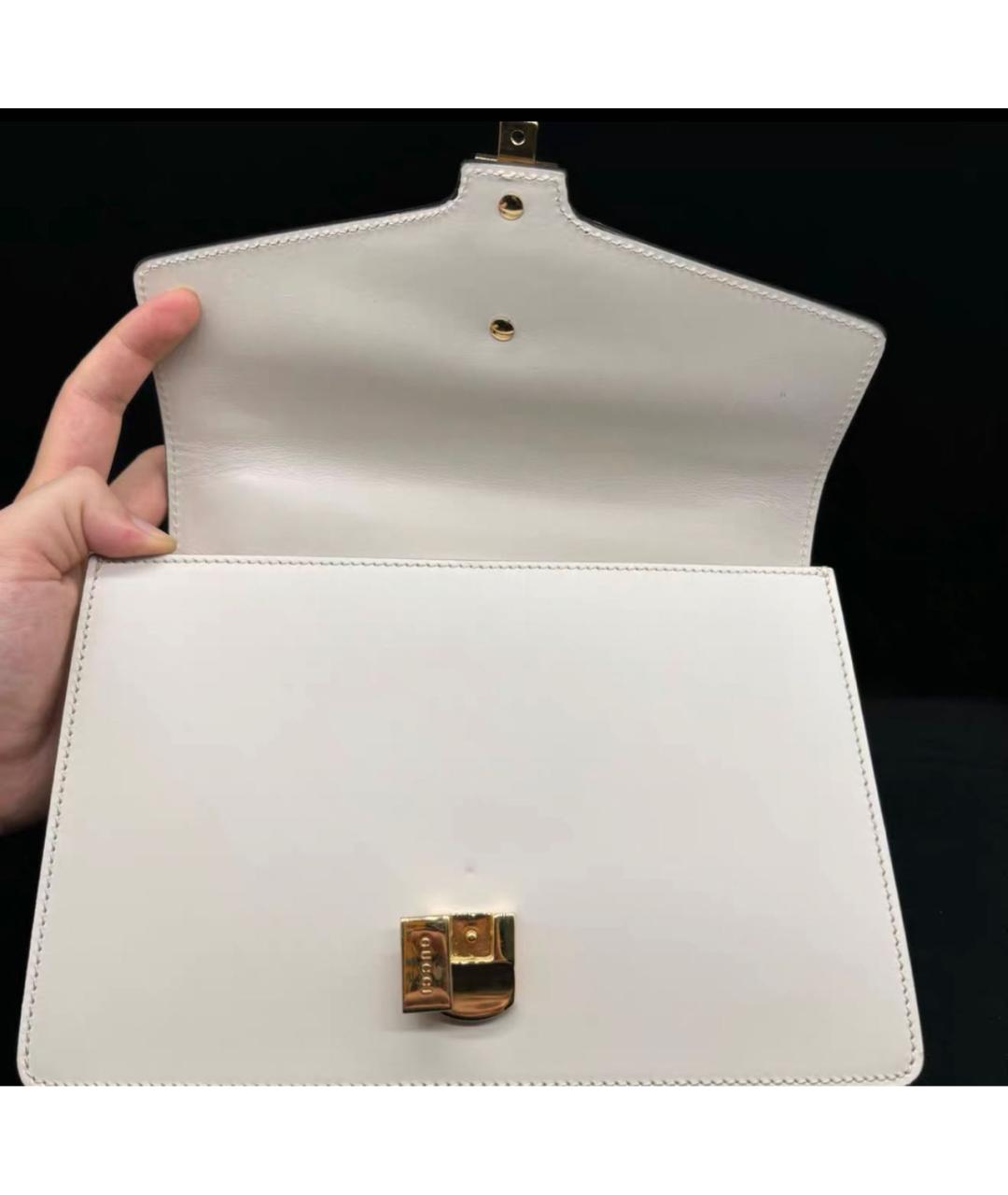 GUCCI Белая кожаная сумка через плечо, фото 7