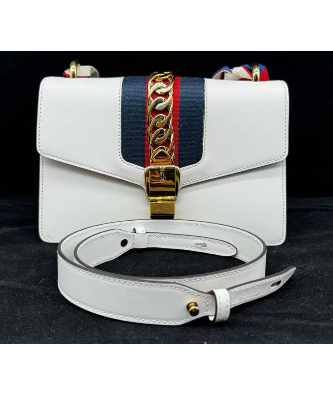 GUCCI Белая кожаная сумка через плечо, фото 2